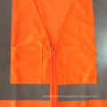 High quality fluorescent orange ANSI 107 mesh reflective vest zipper closure with pockets